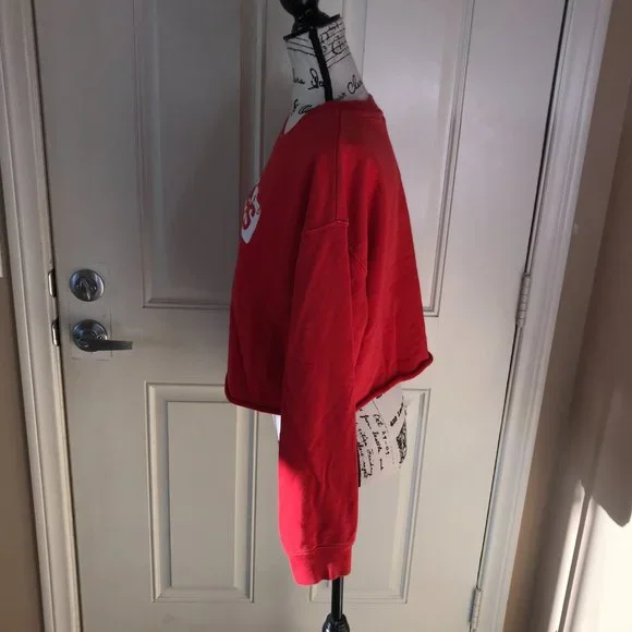 Levi's Women's Cropped Crew Neck Sweatshirt Red ~ Size S - Picture 4 of 9